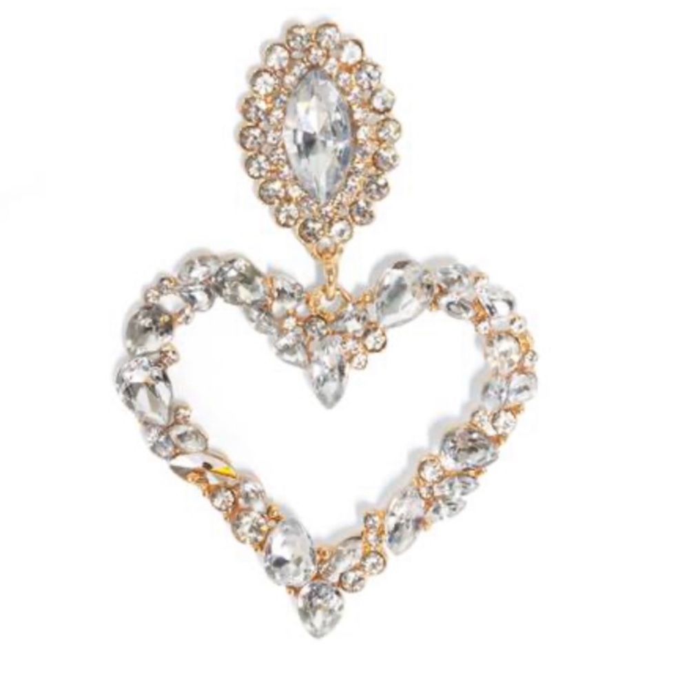 Rhinestone Heart Earrings . Absolutely stunning. Hard to find 💜💜💜💜 - Picture 2 of 5
